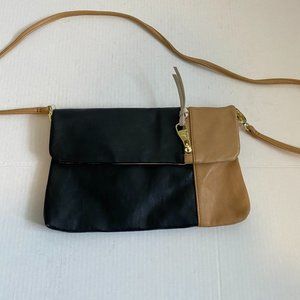 Steve Madden Colorblock Neutral Black and Tan Crossbody Purse